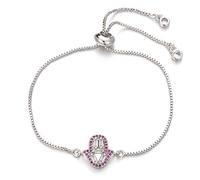 KCHSRKHXC Square Cumbic Zirconia Sliding Chain Pink Crystal Female Bijoux féminin