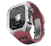 KCHSRKHXC Stainless Steel Watch Case Rubber Strap，for Series 8/7/6/5/SE/4 Series Replacement Watch Strap and Case Kit，44/45mm Men Women Sport Watch Band