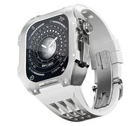 KCHSRKHXC Stainless Steel Watch Case Rubber Strap，for Series 8/7/6/5/SE/4 Series Replacement Watch Strap and Case Kit，44/45mm Men Women Sport Watch Band