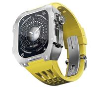 KCHSRKHXC Stainless Steel Watch Case Rubber Strap，for Series 8/7/6/5/SE/4 Series Replacement Watch Strap and Case Kit，44/45mm Men Women Sport Watch Band