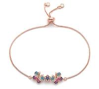 KCHSRKHXC Zircon cubique de luxe à double papillon et charme fleuri à chaîne glissante Mesdames, A, Standard, Standard