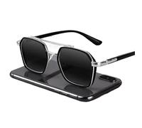 KCHYCV Lunettes de Soleil photochromiques intelligentes for Hommes, Lunettes de Soleil de Conduite de Jour et de Nuit, UV400, Design rétro (Color : Other, Size : Black Silver)