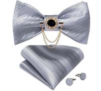 KCHYCV Men's Tie & Cufflinks Set Premium Silk Tie with Pocket Square & Cufflinks Elegant Mens Accessories Gift Set for Formal Weddings & Business Classic Design with Patterns(LH-3005 XZ-0009)