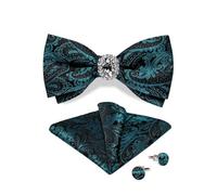 KCHYCV Men's Tie & Cufflinks Set Premium Silk Tie with Pocket Square & Cufflinks Elegant Mens Accessories Gift Set for Formal Weddings & Business Classic Design with Patterns(LH-0184-JZ0015)