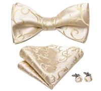 KCHYCV Men's Tie & Cufflinks Set Premium Silk Tie with Pocket Square & Cufflinks Elegant Mens Accessories Gift Set for Formal Weddings & Business Classic Design with Patterns(LH-2049)