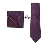 KCHYCV Men's Tie & Cufflinks Set Premium Silk Tie with Pocket Square & Cufflinks Elegant Mens Accessories Gift Set for Formal Weddings & Business Classic Design with Patterns(5575-6)