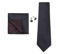 KCHYCV Men's Tie & Cufflinks Set Premium Silk Tie with Pocket Square & Cufflinks Elegant Mens Accessories Gift Set for Formal Weddings & Business Classic Design with Patterns(5575-4)
