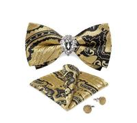 KCHYCV Men's Tie & Cufflinks Set Premium Silk Tie with Pocket Square & Cufflinks Elegant Mens Accessories Gift Set for Formal Weddings & Business Classic Design with Patterns(LH-0147-JZ0013)