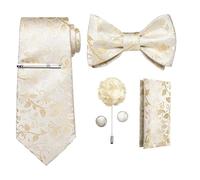 KCHYCV Men's Tie & Cufflinks Set Premium Silk Tie with Pocket Square & Cufflinks Elegant Mens Accessories Gift Set for Formal Weddings & Business Classic Design with Patterns(1167-3008-LJBR)