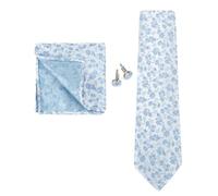 KCHYCV Men's Tie & Cufflinks Set Premium Silk Tie with Pocket Square & Cufflinks Elegant Mens Accessories Gift Set for Formal Weddings & Business Classic Design with Patterns(5606-4)