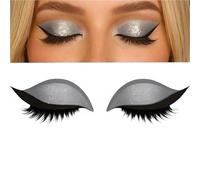 KCHYCV Reusable 3 Pair Eye Shadow Eyelash Patch 2-in-1 Eye Makeup Sticker with False Lashes & Shadow Waterproof Cosmetic Tools(Silver_3 Pairs)