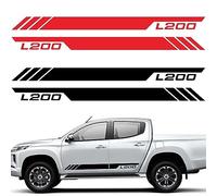 KCKEM pour Mitsubishi L200 2011-2019 Rayures latérales Autocollant Personnalité Autocollant Corps De Voiture DéCoration Styling Accessories,B-Red