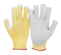 KCL K-MEX L 995 Gants Réutilisables de Protection à la Coupure en Para-Aramide/Cuir, Moyenne, Tricoté sans Coutures, Poignet Tricoté, Jaune/Gris, Taille 10XL, 099510191X (1 Paire)