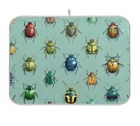 Kcldeci Beetles Bugs on Blue Green Tapis égouttoir à vaisselle absorbant pour comptoirs, éviers, égouttoir 40,6 x 45,7 cm
