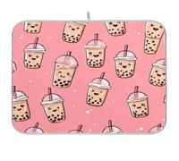 Kcldeci Boba Bubble Tea on Pink3 Tapis de séchage absorbant pour comptoirs, éviers, égouttoirs 40,6 x 45,7 cm