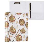 Kcldeci Classeur à 3 anneaux à couverture rigide, motif ramen de dessin animé, 3,8 cm, 200 feuilles pour bureau, maison, rentrée scolaire