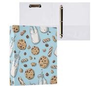 Kcldeci Classeur à 3 anneaux, couverture rigide, biscuits et bouteilles de lait, anneaux ronds de 3,8 cm avec poches intérieures, pour l'école, le bureau, les cartes de recettes, 1 lot