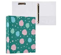 Kcldeci Classeur à 3 anneaux, couverture rigide, motif barbe à papa, anneaux ronds de 3,8 cm avec poches intérieures, pour l'école, le bureau, les cartes de recettes