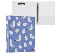 Kcldeci Classeur à 3 anneaux, couverture rigide, mouettes et œufs, anneaux ronds de 3,8 cm avec poches intérieures, pour l'école, le bureau, les cartes de recettes