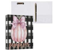 Kcldeci Classeur à couverture rigide à 3 anneaux pour papier de format lettre, citrouille rose avec un nœud, anneaux ronds de 3,8 cm, organiseur de classeur pour école/bureau