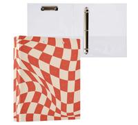 Kcldeci Classeur à couverture rigide à 3 anneaux pour papier de format lettre, échiquier rouge torsadé (1) anneaux ronds de 3,8 cm, organiseur de classeur pour école/bureau