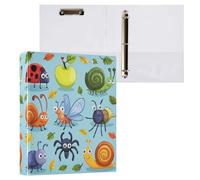 Kcldeci Classeur rigide à 3 anneaux pour papier de format lettre, coccinelles, escargots et araignées, anneaux ronds de 3,8 cm, organiseur pour école/bureau
