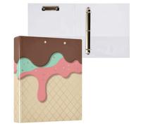 Kcldeci Classeur rigide à 3 anneaux pour papier format lettre, crème glacée au lait, anneaux ronds de 3,8 cm, organiseur de classeur pour école/bureau