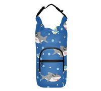 Kcldeci Cool Jaws Porte-bouteille d'eau avec sangle de transport avec poche pour téléphone portable pour homme et femme randonnée camping voyage, Multicolore, Taille unique