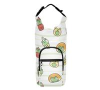 Kcldeci Cute Bakery in Frog Porte-bouteille d'eau avec sangle de transport Sac à bandoulière avec poche pour téléphone Manchon pour bouteille d'eau pour homme femme randonnée camping voyage,