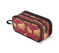 Kcldeci Grande trousse à crayons Capybara avec fermeture éclair et chapeau de Noël, fournitures scolaires pour adolescents et adultes garçons filles