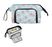 Kcldeci Grande trousse à crayons mignonne fraise avec cerise pour garçons et filles, grande trousse à crayons pour adultes avec fermeture éclair, grande boîte à crayons pour adolescents pour l'école