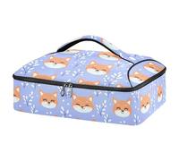 Kcldeci Happy Fox Face Sac de transport isotherme pour aliments chauds ou froids, sac fourre-tout isotherme pour repas/pique-nique, lasagnes