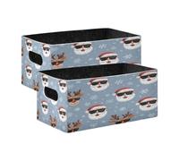 Kcldeci Hohoho Lot de 2 paniers de rangement robustes et pliables en forme de chapeau de Père Noël pour étagères, placard, chambre d'enfant