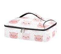 Kcldeci Joli sac de transport isotherme en forme de tête de cochon rose pour aliments chauds ou froids, sac fourre-tout isotherme pour repas/pique-nique, lasagnes