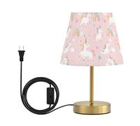 Kcldeci Lampe de chevet pour chambre à coucher, motif licorne de dessin animé, arc-en-ciel, lampe de bureau pour table de chevet avec abat-jour en tissu pour enfants, lecture à domicile, bureau à