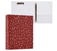 Kcldeci Lot de 2 classeurs à 3 anneaux à couverture rigide, motifs canne à sucre d'orge, anneaux ronds de 3,8 cm avec poches intérieures, pour l'école, le bureau, les cartes de recettes