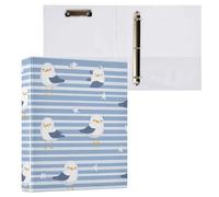 Kcldeci Lot de 2 classeurs à 3 anneaux, couverture rigide, mouettes et étoiles, anneaux ronds de 3,8 cm avec poches intérieures, pour l'école, le bureau, les cartes de recettes