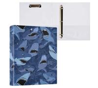 Kcldeci Lot de 2 classeurs à couverture rigide à 3 anneaux, gris Angry Sharks - 3,8 cm - 200 feuilles pour le bureau/la maison/la rentrée scolaire