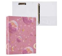 Kcldeci Lot de 2 classeurs à couverture rigide à 3 anneaux, nouvelle lune et terre, 3,8 cm, anneaux ronds de 3,8 cm, 200 feuilles pour le bureau/la maison/la rentrée scolaire