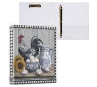 Kcldeci Lot de 2 classeurs à couverture rigide à 3 anneaux pour papier de format lettre, coq à carreaux ronds de 3,8 cm, organiseur de classeur pour école/bureau
