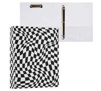 Kcldeci Lot de 2 classeurs à couverture rigide à 3 anneaux pour papier de format lettre, échiquier noir torsadé, anneaux ronds de 3,8 cm, organiseur de classeur pour école/bureau