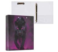 Kcldeci Lot de 2 classeurs à couverture rigide à 3 anneaux pour papier de format lettre, panthère noire violette, anneaux ronds de 3,8 cm, organiseur de classeur pour école/bureau