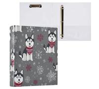 Kcldeci Lot de 2 classeurs à couverture rigide à 3 anneaux pour papier format lettre, husky de Sibérie, anneaux ronds de 3,8 cm, organiseur de classeur pour école/bureau