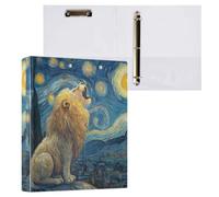 Kcldeci Lot de 2 classeurs à couverture rigide à 3 anneaux pour papier format lettre, lion hurl Van Gogh, anneaux ronds de 3,8 cm, organiseur de classeur pour école/bureau