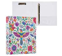Kcldeci Lot de 2 classeurs à couverture rigide à 3 anneaux pour papier format lettre, motifs mexicains, oiseaux et fleurs, anneaux ronds de 3,8 cm, organiseur de classeur pour école/bureau