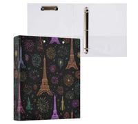 Kcldeci Lot de 2 classeurs à couverture rigide à 3 anneaux, tour Eiffel de Paris fluo, 3,8 cm, 200 feuilles pour le bureau/la maison/la rentrée scolaire