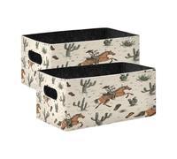 Kcldeci Lot de 2 paniers de rangement pliables robustes pour étagères, placards, crèches, cowboy et cactus