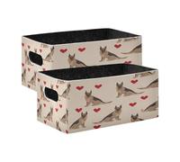 Kcldeci Lot de 2 paniers de rangement robustes et pliables en forme de cœur de berger allemand pour étagères, placard, chambre d'enfant