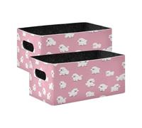 Kcldeci Lot de 2 paniers de rangement robustes et pliables pour étagères, placard, chambre d'enfant - Motif caniche sur fond rose