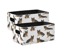 Kcldeci Lot de 2 paniers de rangement robustes et pliables pour étagères, placards, crèches, chiens de berger allemands